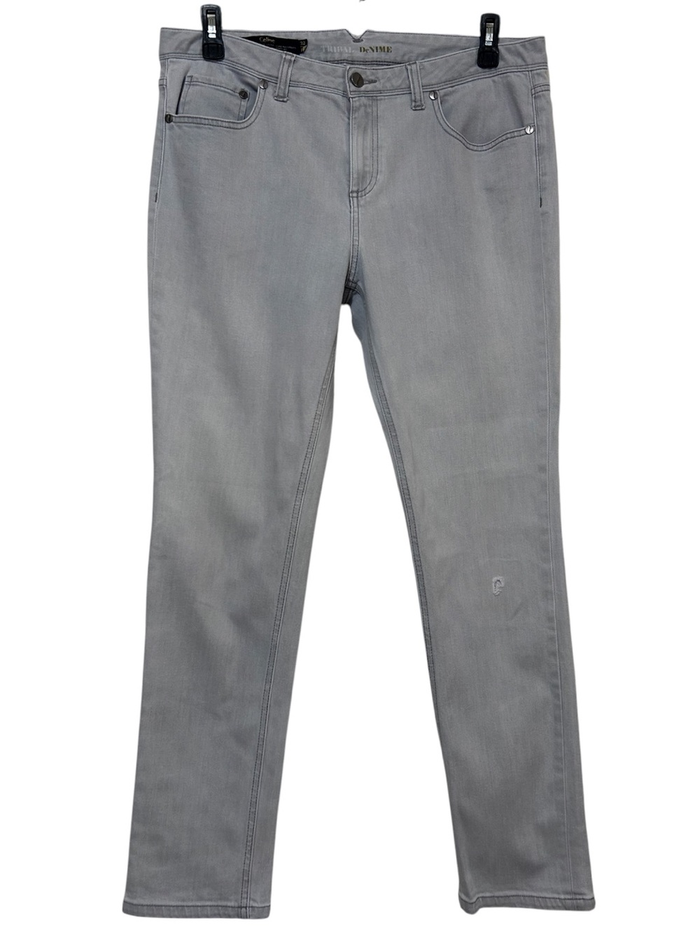Tribal DeNIME Celine Light Gray Distressed Slim Fit Skinny Leg Jeans Size 32/ 14